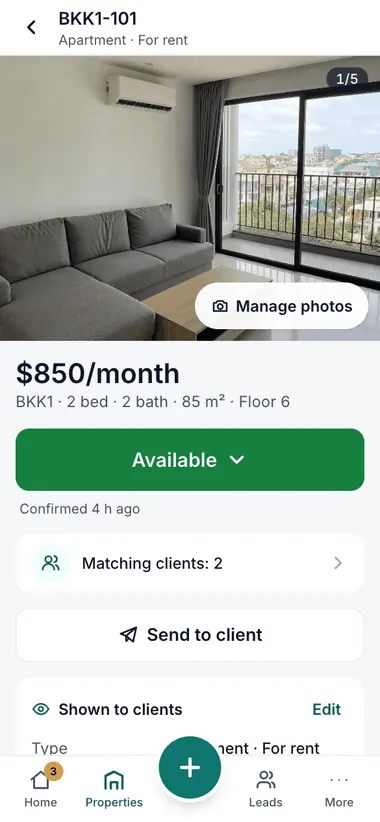 A property: 2 clients match
