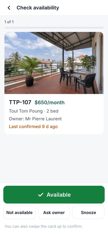 Check availability with the owner