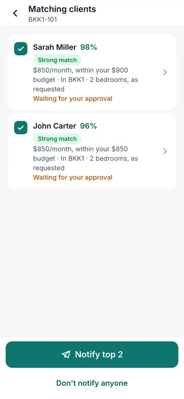 Matching clients