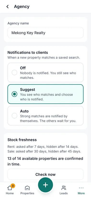 Notification mode: off, suggest, auto