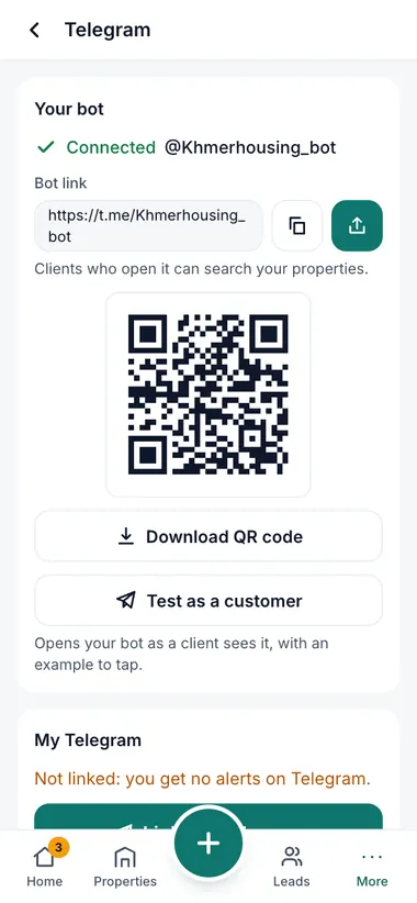 Bot links and QR per source