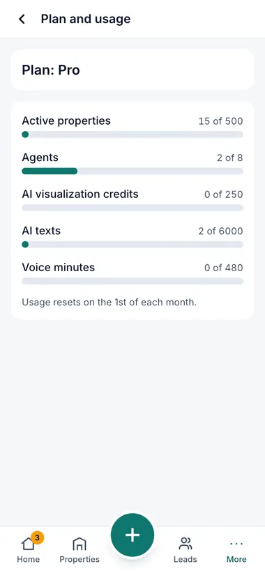 Your plan and usage