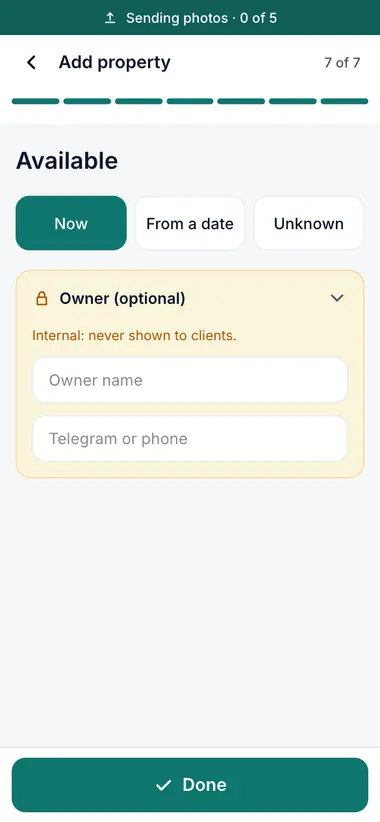 Availability and owner (private)