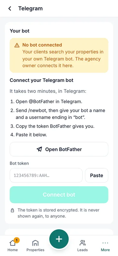 Connect the bot from the app