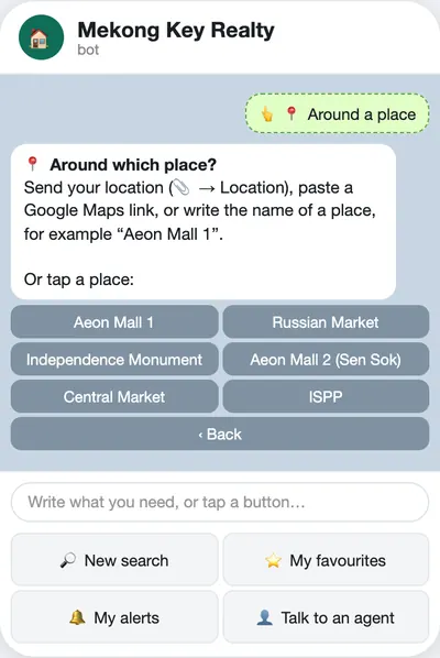 Near a place