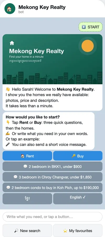 The client opens your bot