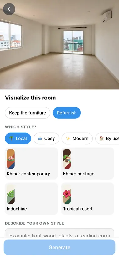 Pick a style: Khmer contemporary, Indochine, warm, modern…